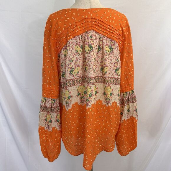 Anthropologie Maeve Top MEDIUM Ceresco Mixed Print Peasant Puff Sleeve Blouse - Picture 5 of 8